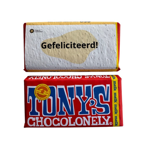 Tony's Chocolonely reep met wikkel van groeipapier