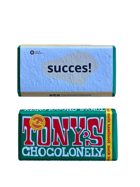 Tony's Chocolonely reep met wikkel van groeipapier